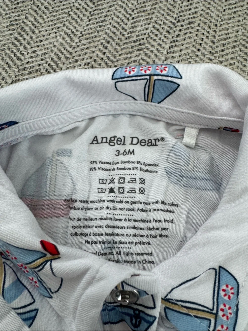 Angel Dear Polo Shortie Bubbly Sailboats Blue Matching Swaddle Blanket Gift Set